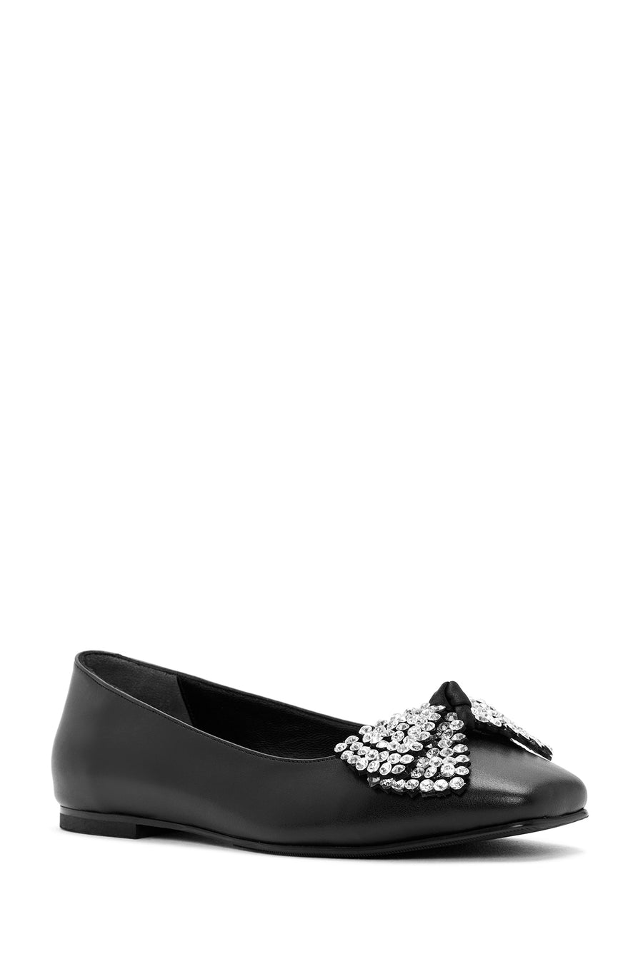 Women's Black Stone Leather Ballerinas