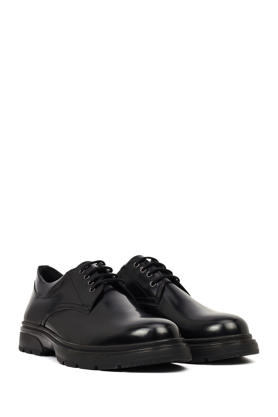 Men's Black Lace-Up Leather Casual Shoes