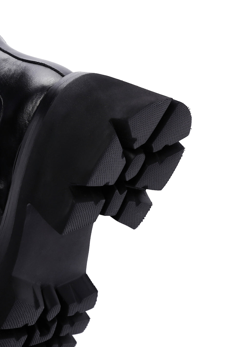 Women's Black Thick High-Sole Zipper Leather Boots