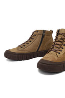 Male Beige Lace-Up Zip Closure Nubuck Leather Sport Boots | Derimod