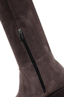 Women's Mink Thick Soled Zippered Suede Leather Casual Boots | Derimod
