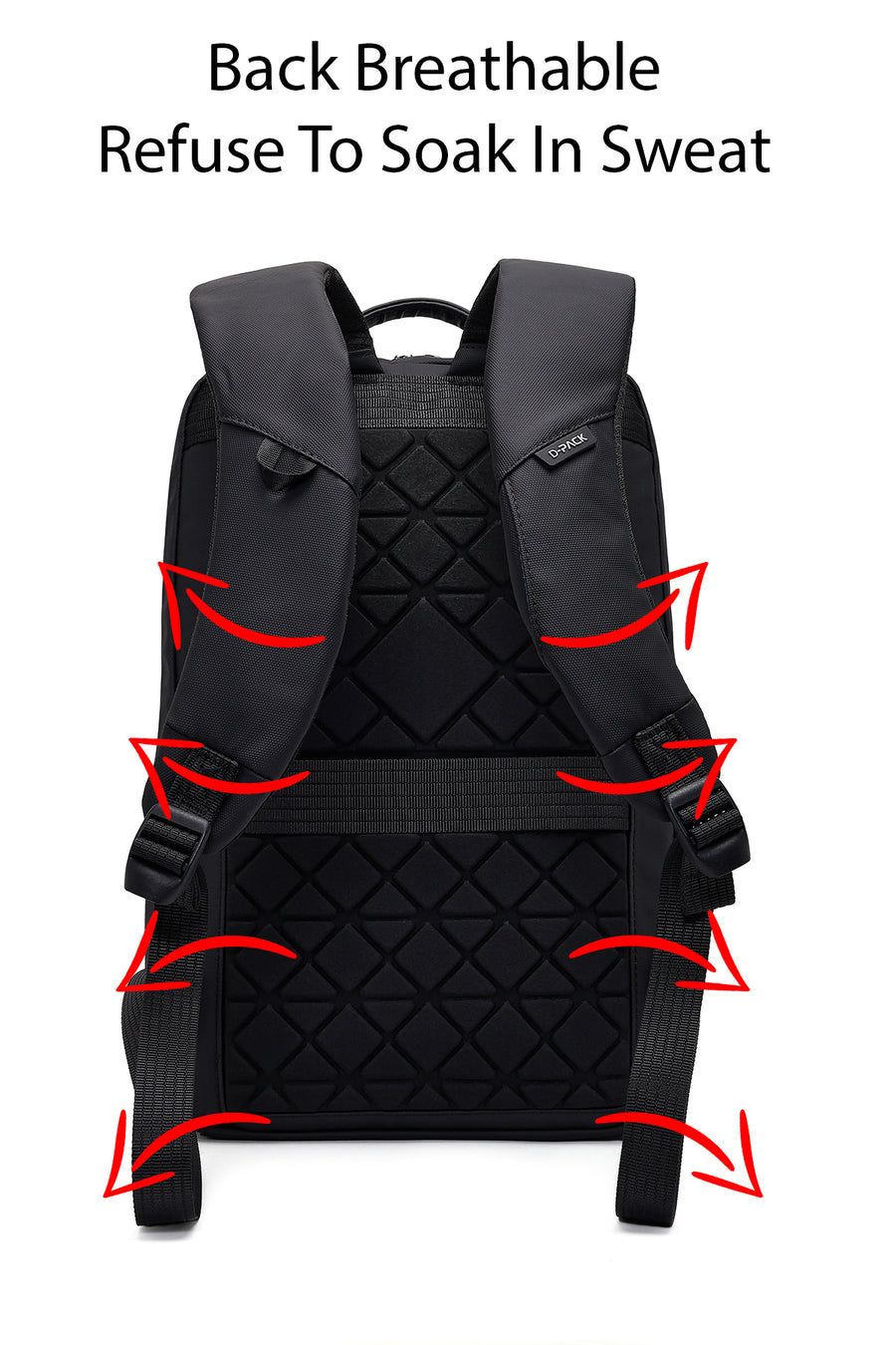 D-Pack Unisex Black Technological Fabric Backpack