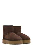 Women's Brown Thick Sole Suede Leather Boots | Derimod