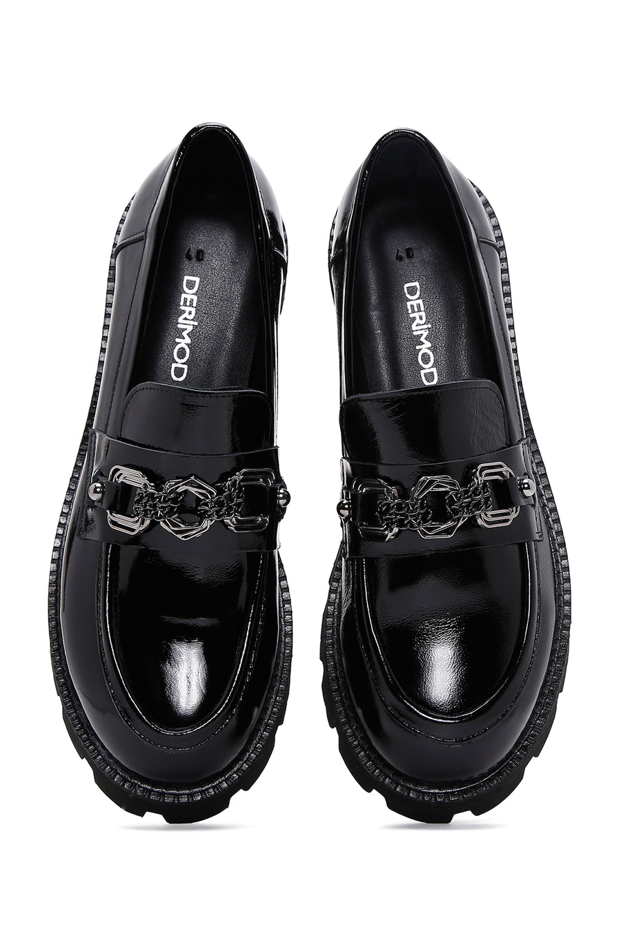 Kadın Deri Rugan Maskülen Loafer