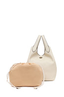 Woman Cream Casual Leather Shoulder Bag | Derimod