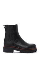 Woman Black Thick Sole Leather Chelsea Boots | Derimod