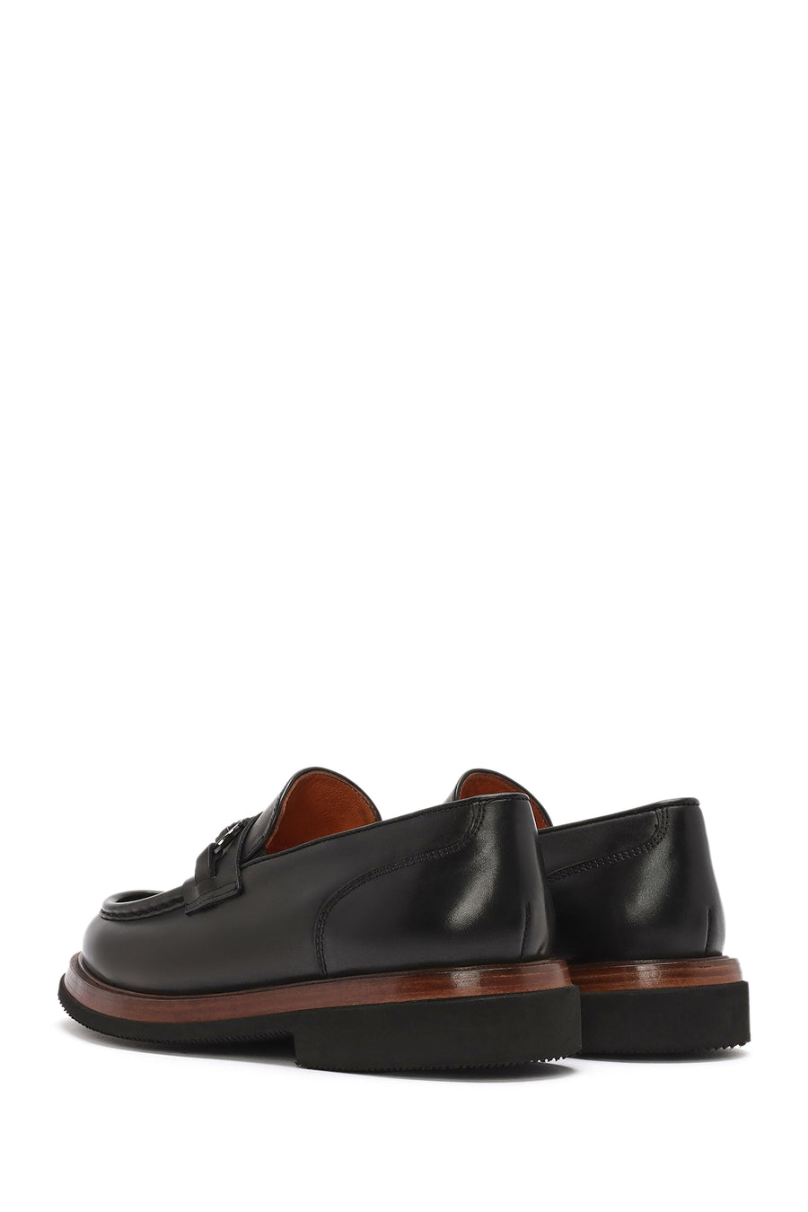 Men's Black Buckle Leather Casual Loafer