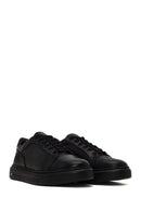 Male Black Lace-Up Thick-Soled Leather Sneaker | Derimod
