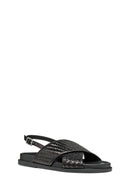 Geox Women's Black D Adelash E - Shi.Goat Lea Knitted Leather Sandals | Derimod