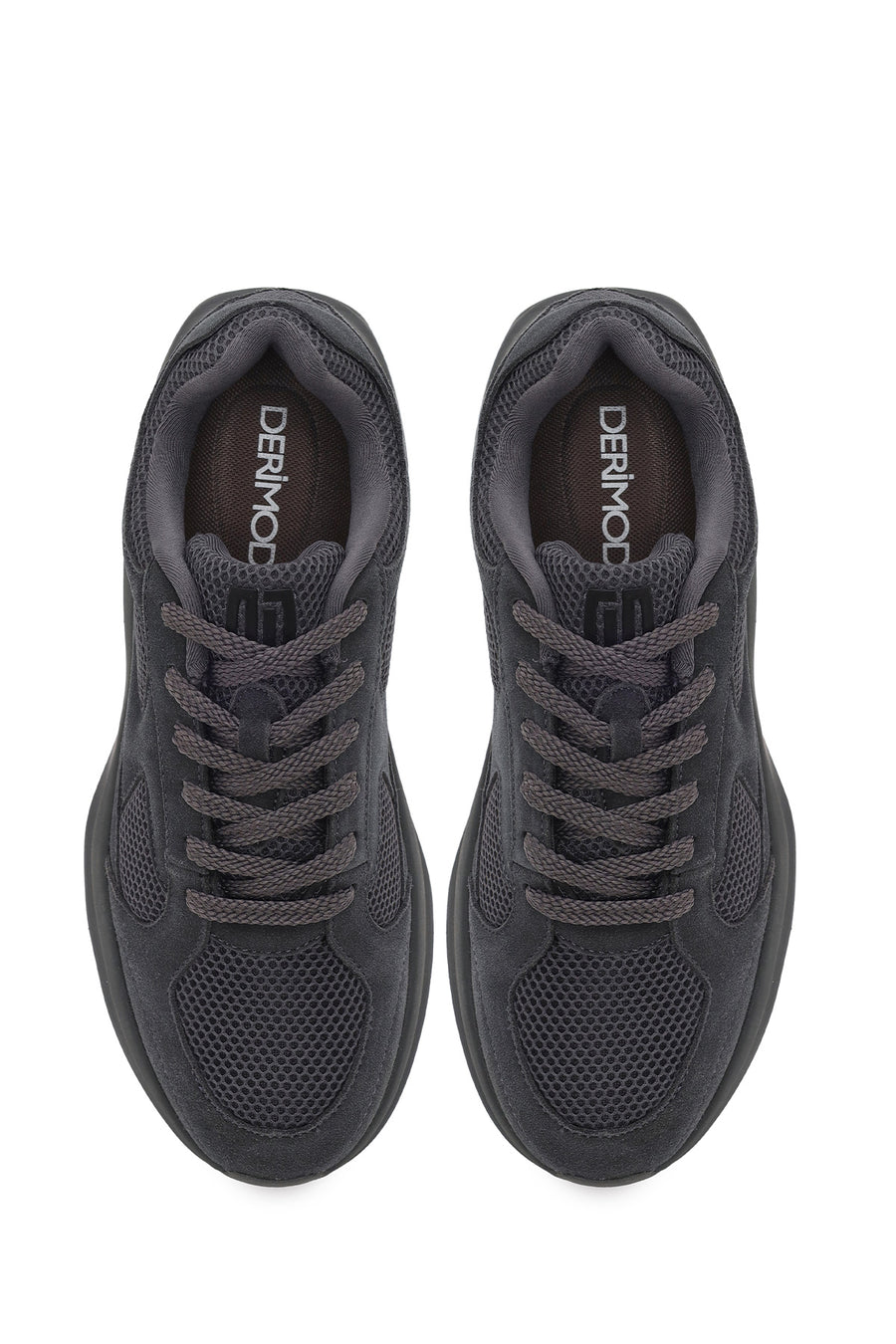 Male Gray Lace-Up Thick-Soled Fabric Sneaker