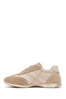 Woman Beige Lace-up Charm Leather Sneaker | Derimod