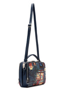 Women's Navy Blue Long Strap Patterned Handbag | Derimod