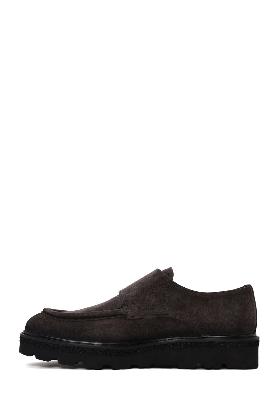 Male Anthracite Double Buckle Thick Sole Suede Leather Casual Shoes