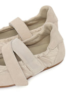Women's Cream Strapped Leather Sport Ballet Flats | Derimod