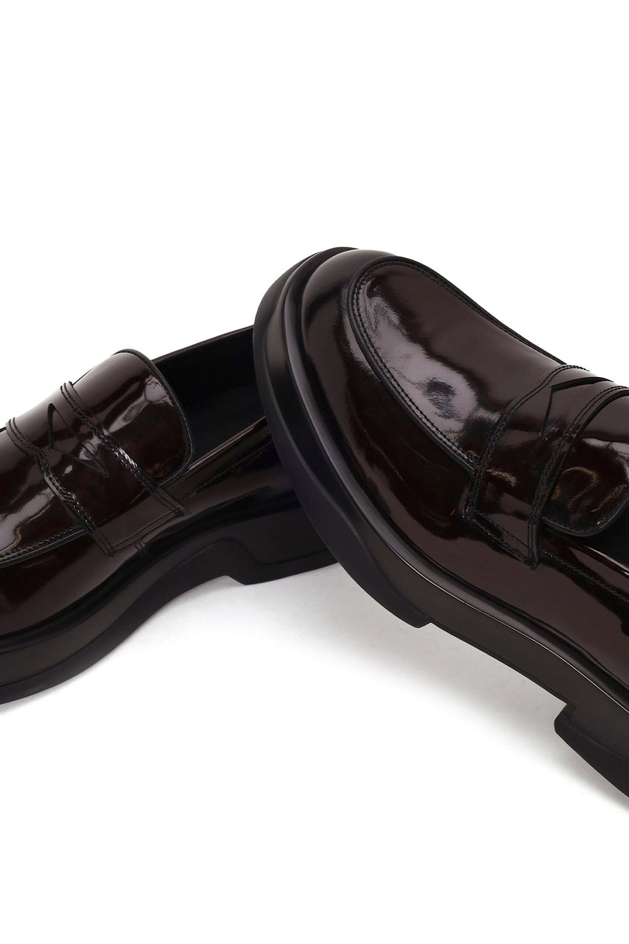 Erkek Bordo Kalın Tabanlı Deri Loafer