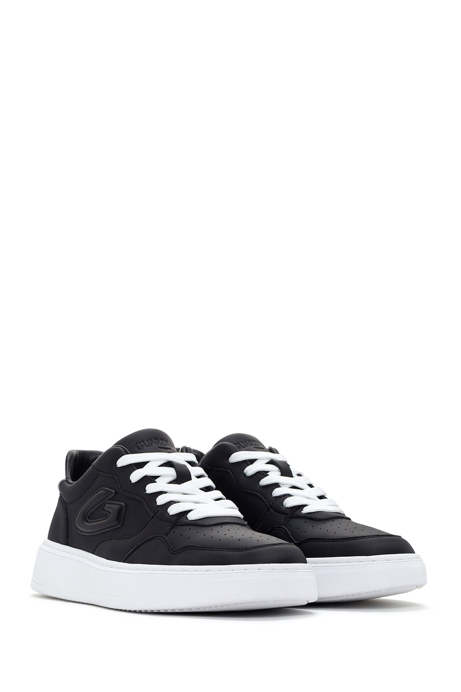Alberto Guardiani Men's Black New Era Thick Soled Leather Sneaker