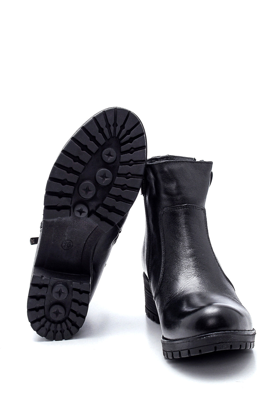 Women's Leather Zipper Boots