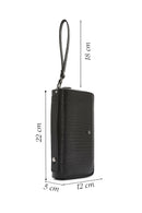 Men's Black Patterned Leather Wallet | Derimod