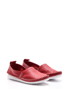 Women's Leather Loafer with Stitching Detail | Derimod