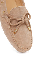 Women's Beige Tassel Suede Leather Loafer | Derimod