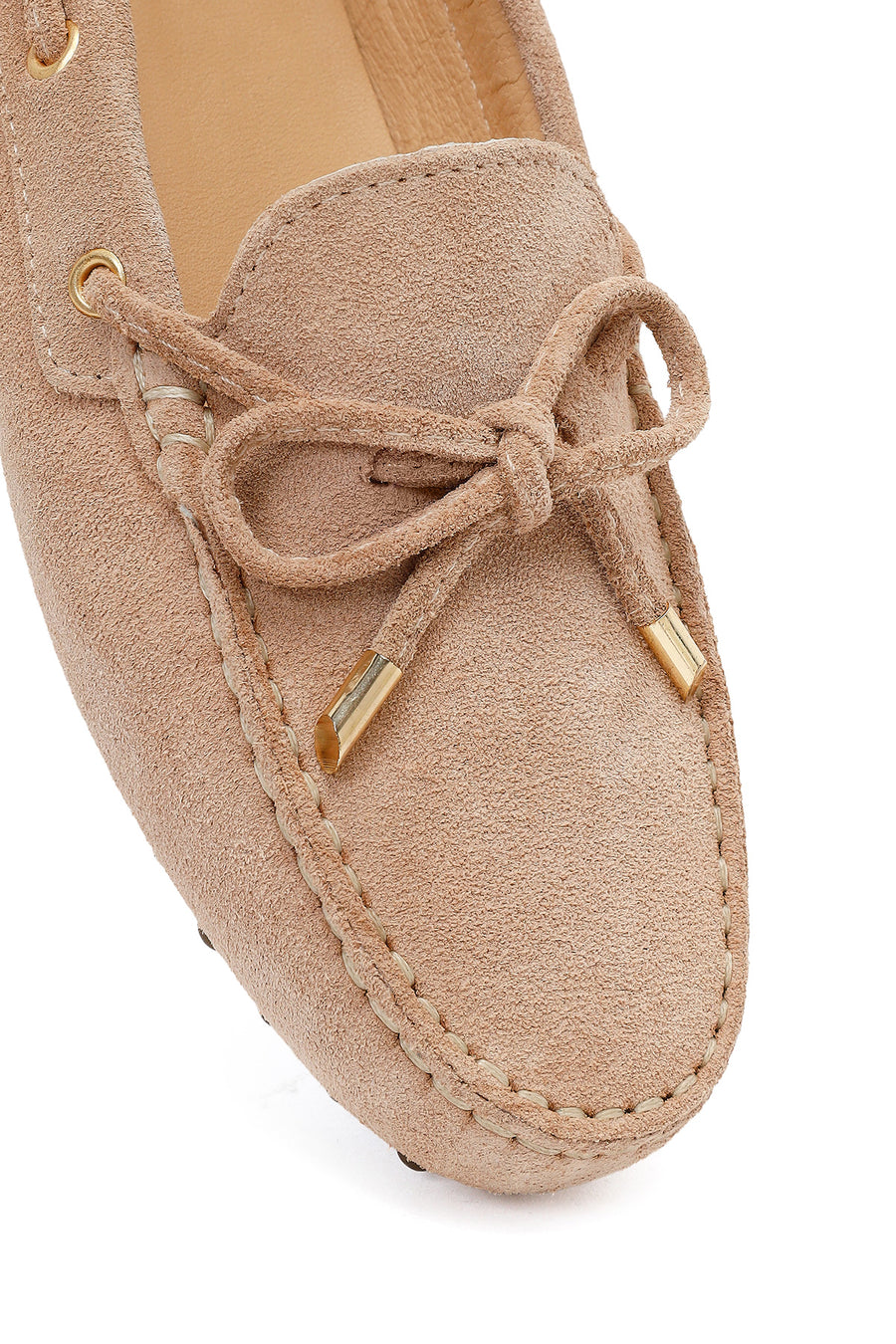 Women's Beige Tassel Suede Leather Loafer