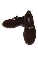 Woman Brown Buckled Thick-Soled Suede Loafer | Derimod