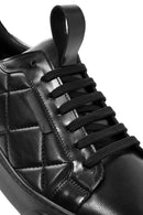 Men's Black Lace-Up Crocodile Patterned Leather Sneakers | Derimod