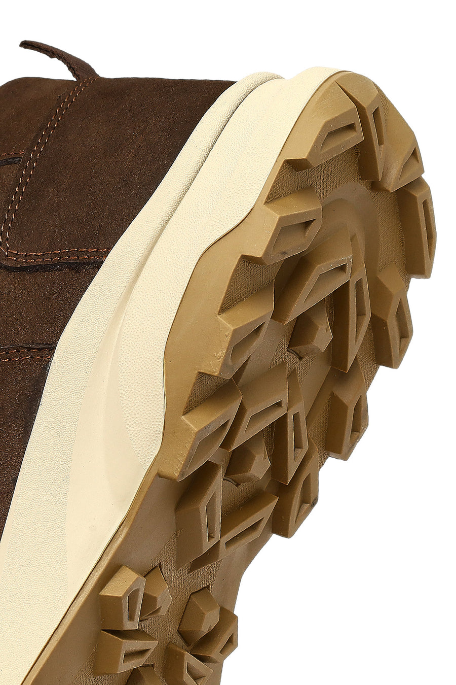 Male Brown Lace-Up Thick-Soled Nubuck Leather Casual Sneaker