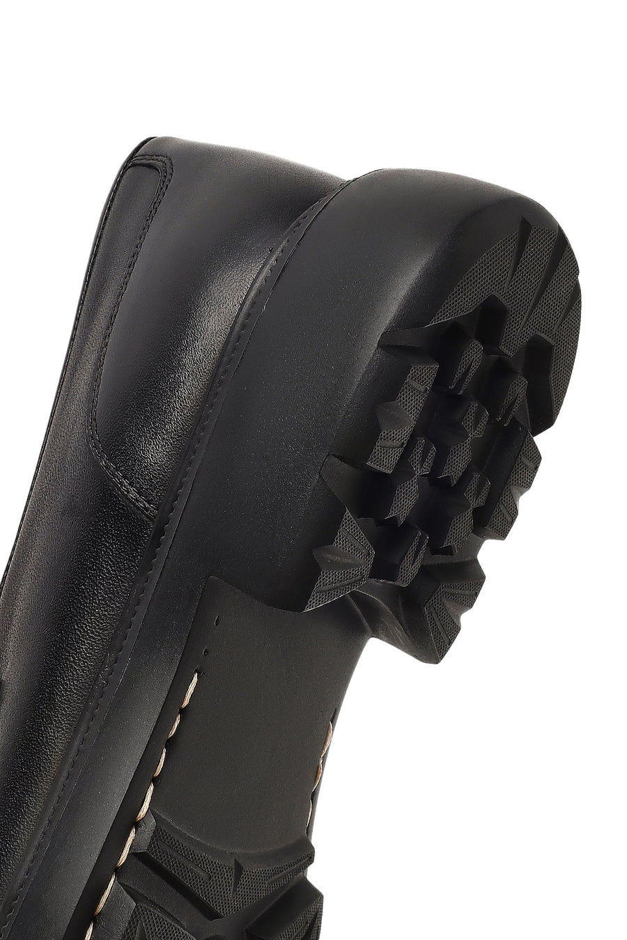 Men's Black Buckled Thick-Soled Leather Loafer