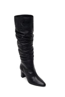 Woman Black Thick-Heeled Leather Boots | Derimod