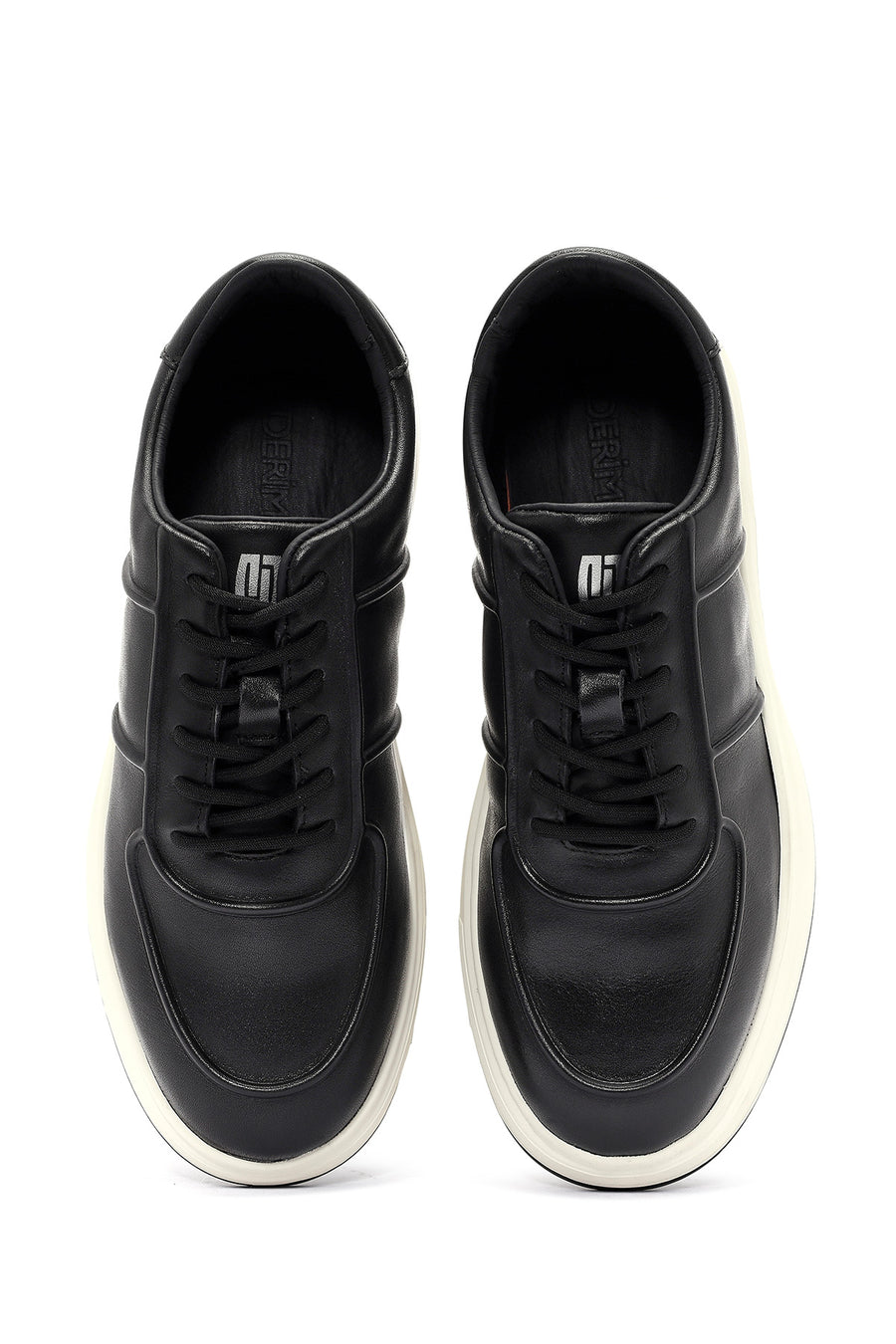 Erkek Siyah Bağcıklı Deri Sneaker