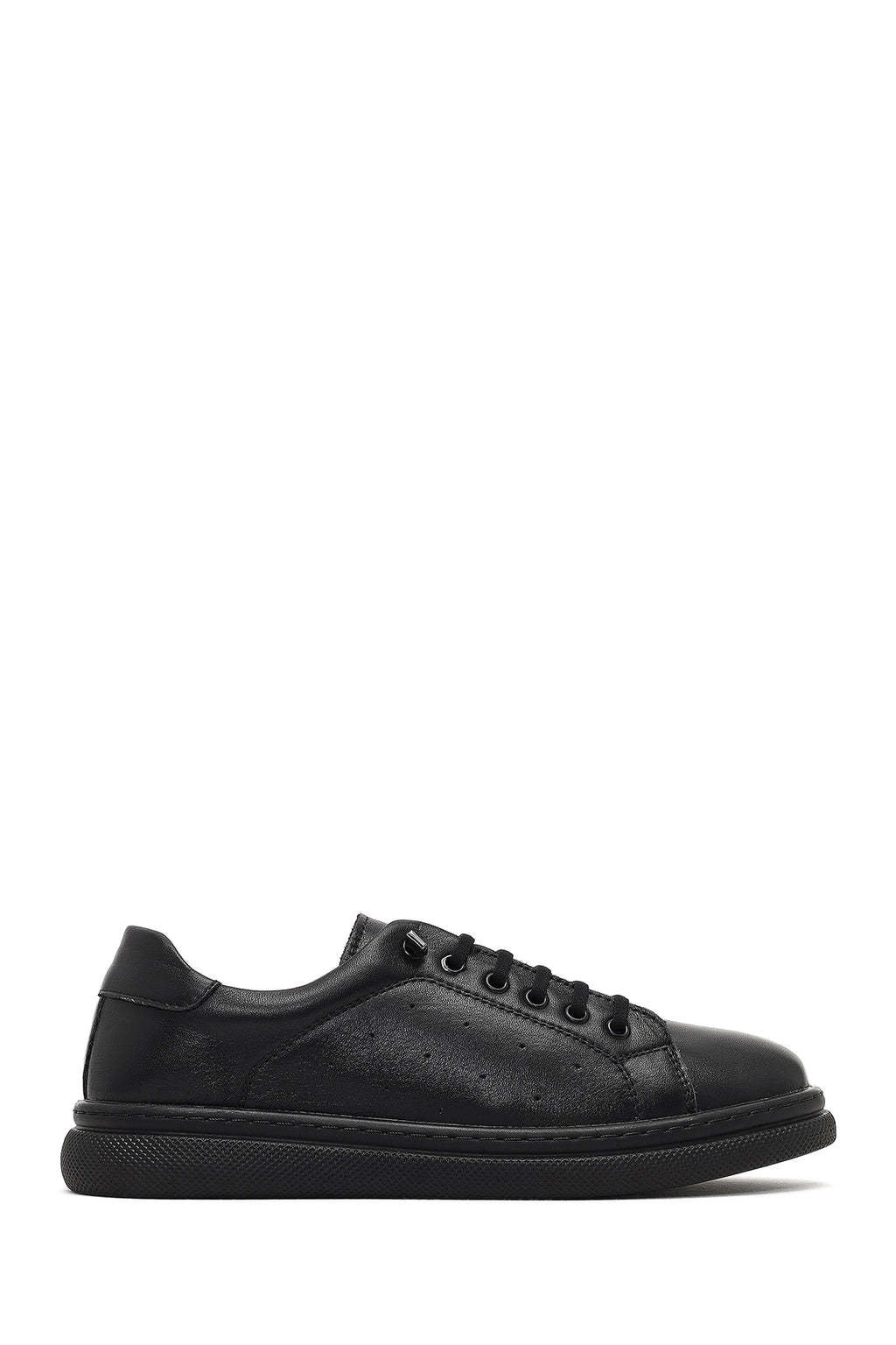 Kadın Siyah Bağcıklı Deri Sneaker