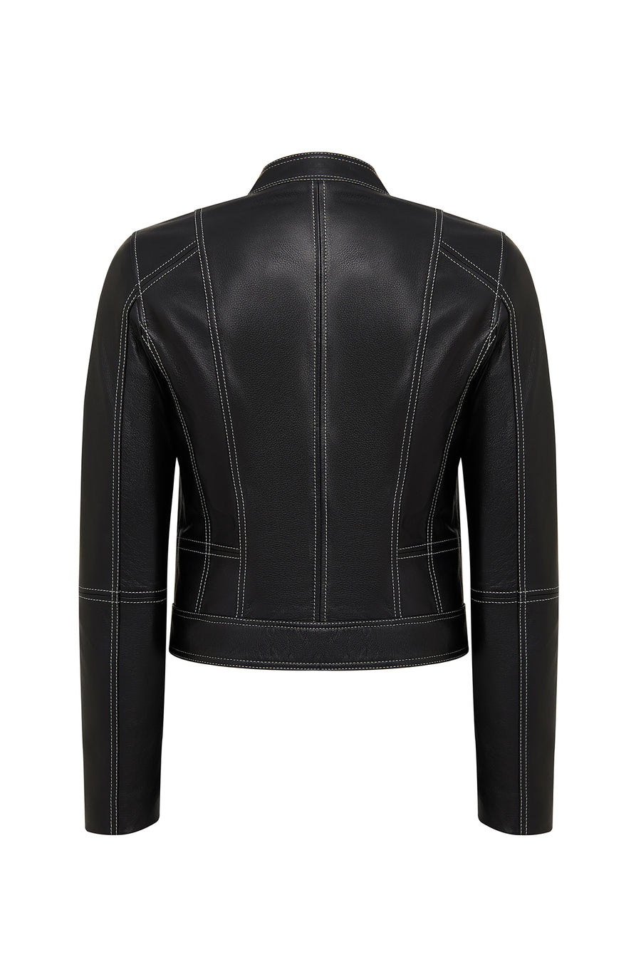 Joy Woman Black Short Leather Jacket
