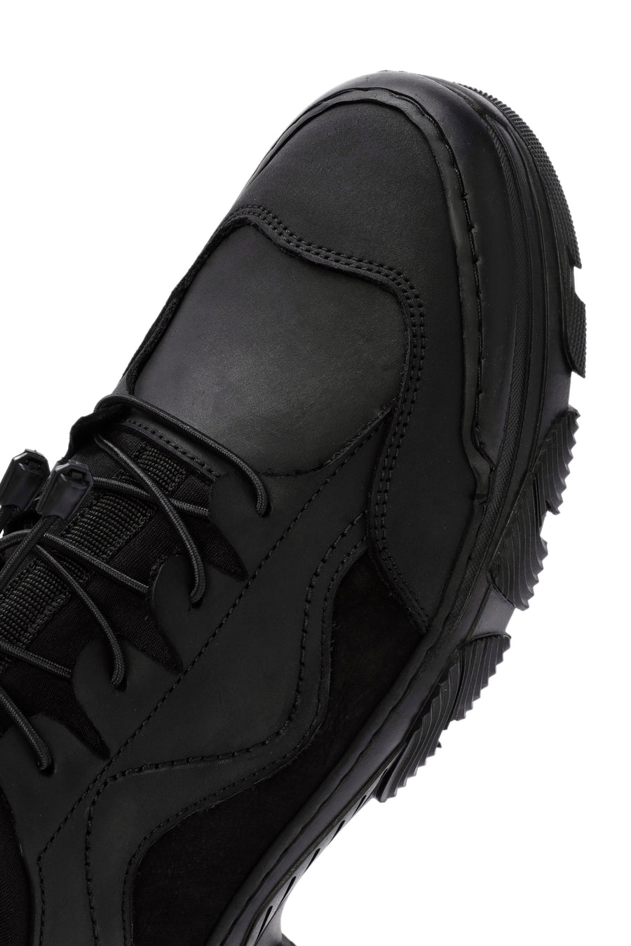 Men's Black Lace-up Leather Sneaker
