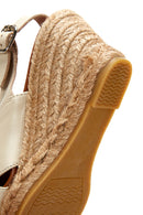 Women's Beige Leather Wedge Heel Espadrille | Derimod