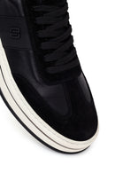 Male Black Lace-Up Thick-Soled Leather Sneaker | Derimod