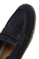 Men's Navy Blue Suede Leather Espadrille | Derimod
