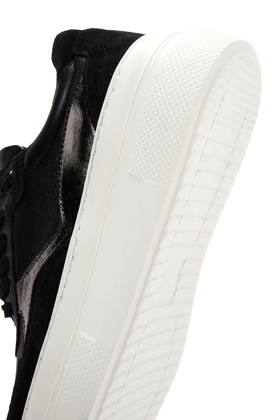 Kadın Siyah Deri Kalın Tabanlı Sneaker