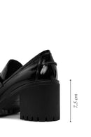 Woman Black Thick-Heeled Patent Leather Leather Masculine Loafer | Derimod