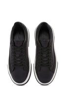 Male Black Lace-Up Thick-Soled Leather Sneaker | Derimod