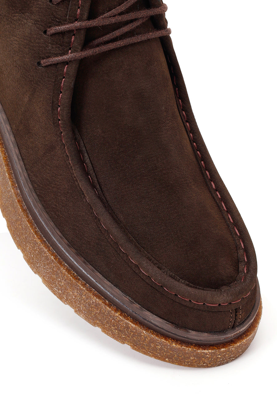 Male Brown Lace-Up Thick-Soled Nubuck Leather Boots