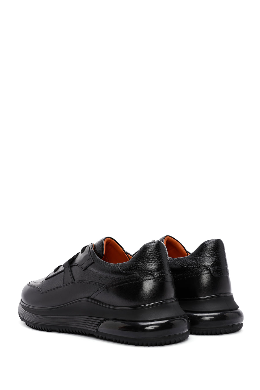 Men's Black Lace-Up Leather Casual Sneaker
