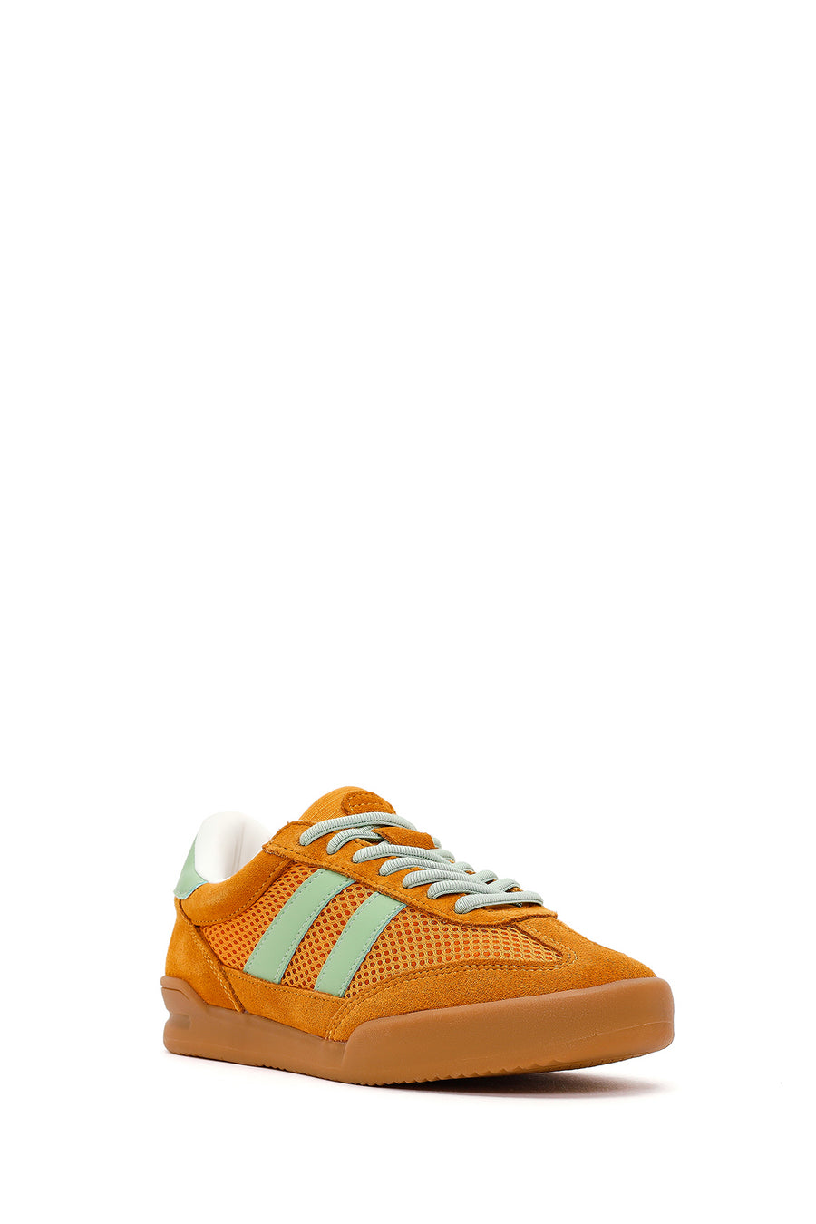 Women's Orange Lace-up Leather Sneaker