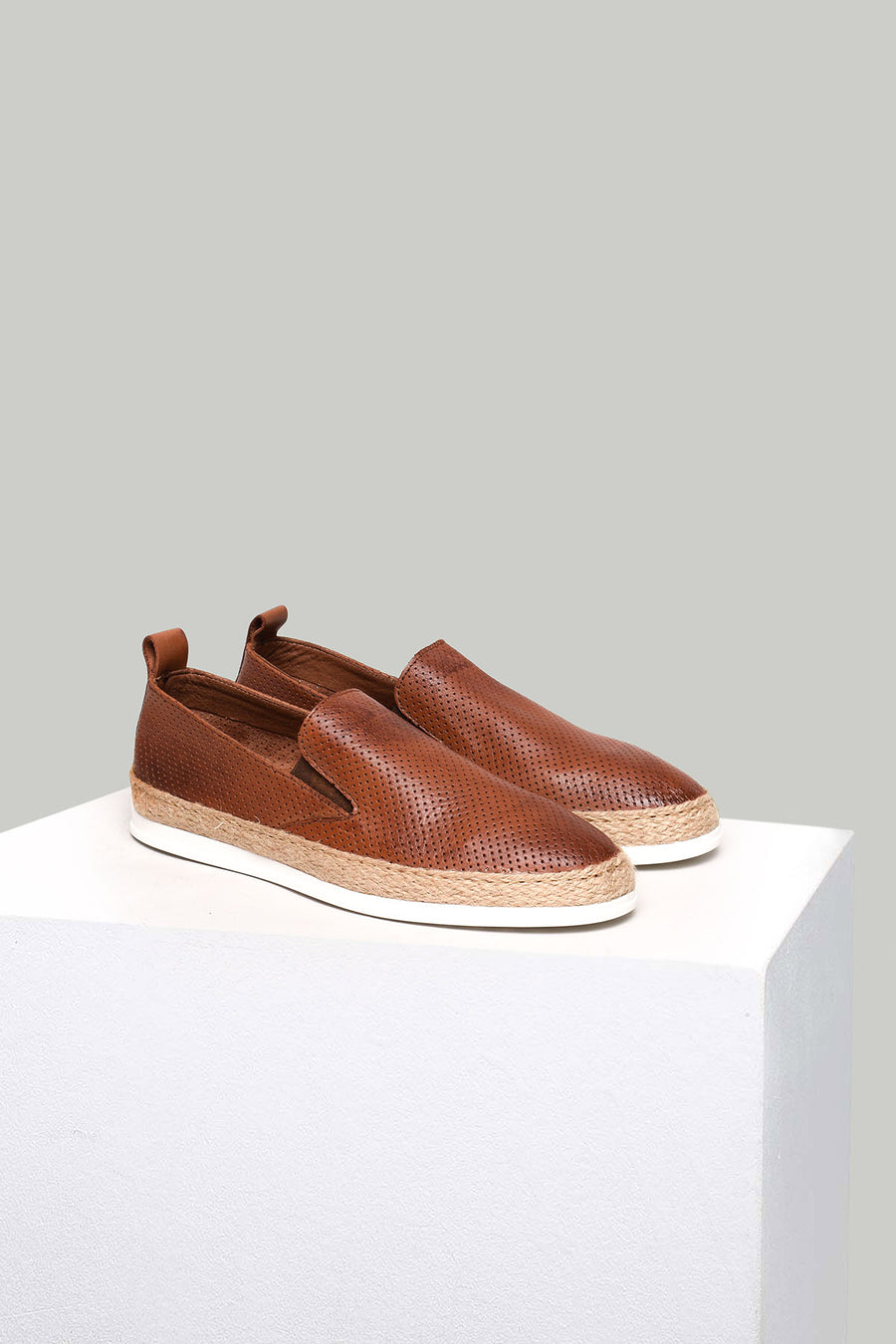 Tan Men's Leather Espadrille