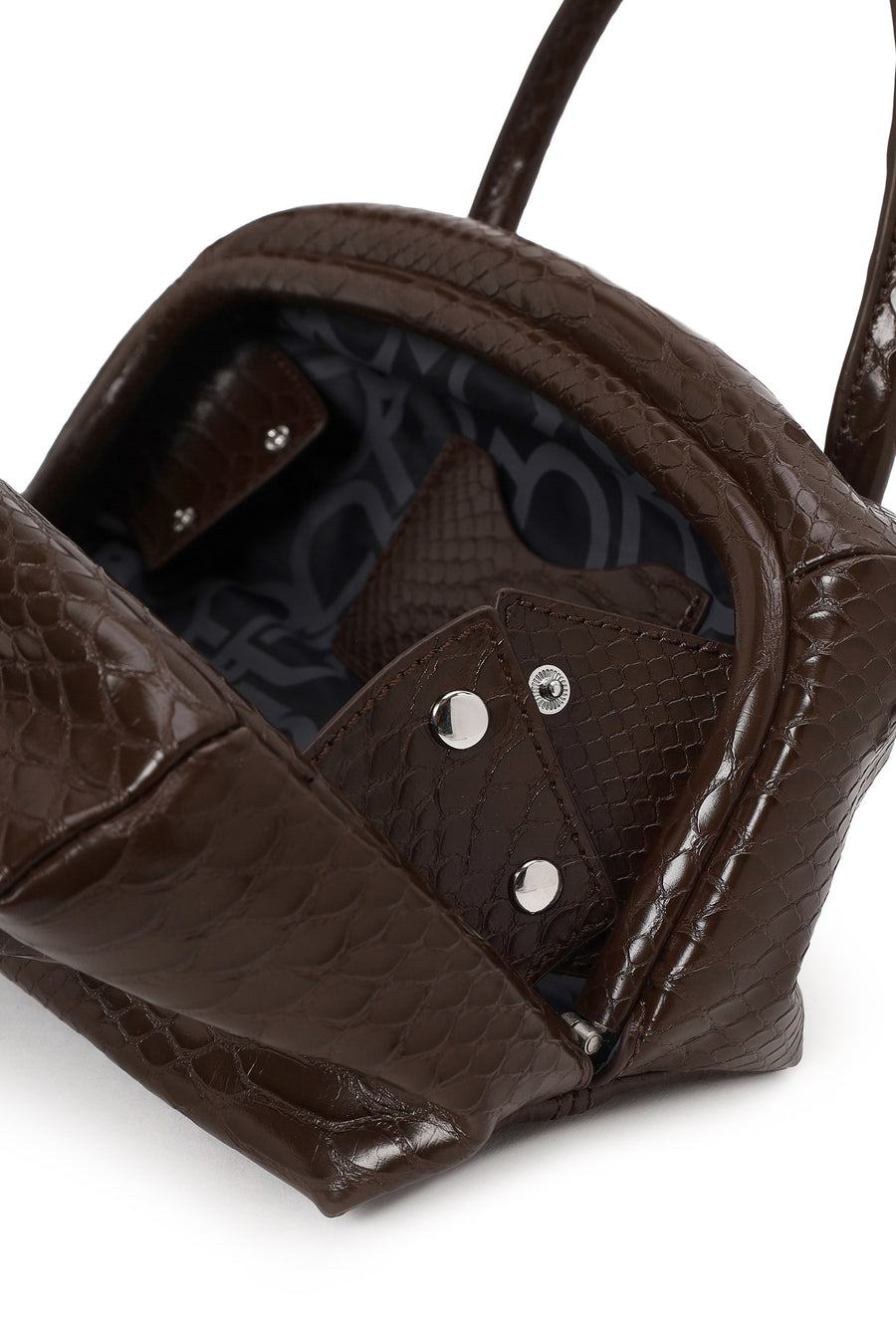 Woman Brown Long Strap Snake Print Shoulder Bag