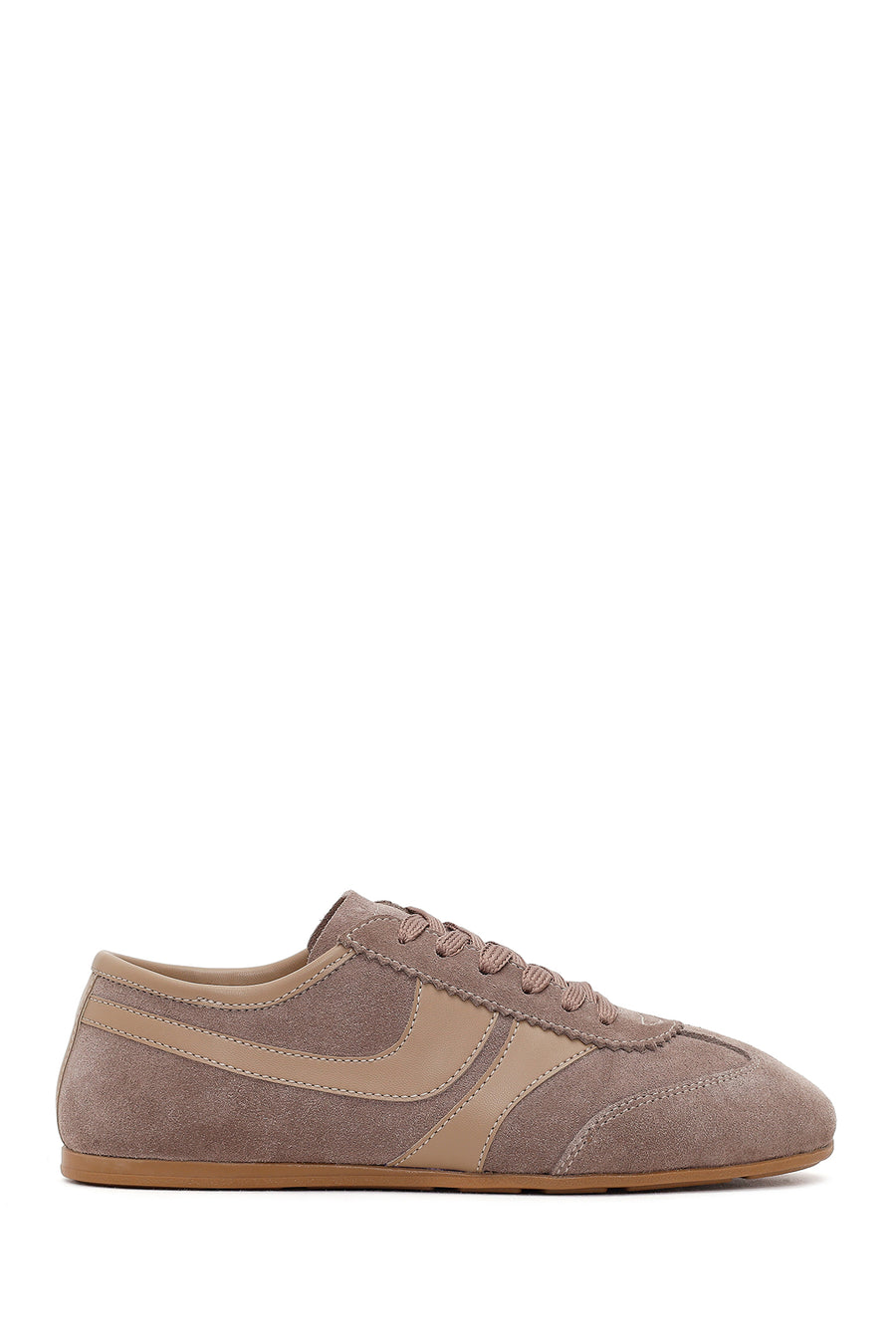 Women's Mink Lace-Up Suede Leather Sneakers 26PFD220614 | Derimod