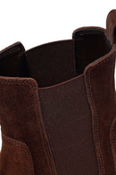 Woman Brown Thick-Soled Suede Chelsea Boots | Derimod