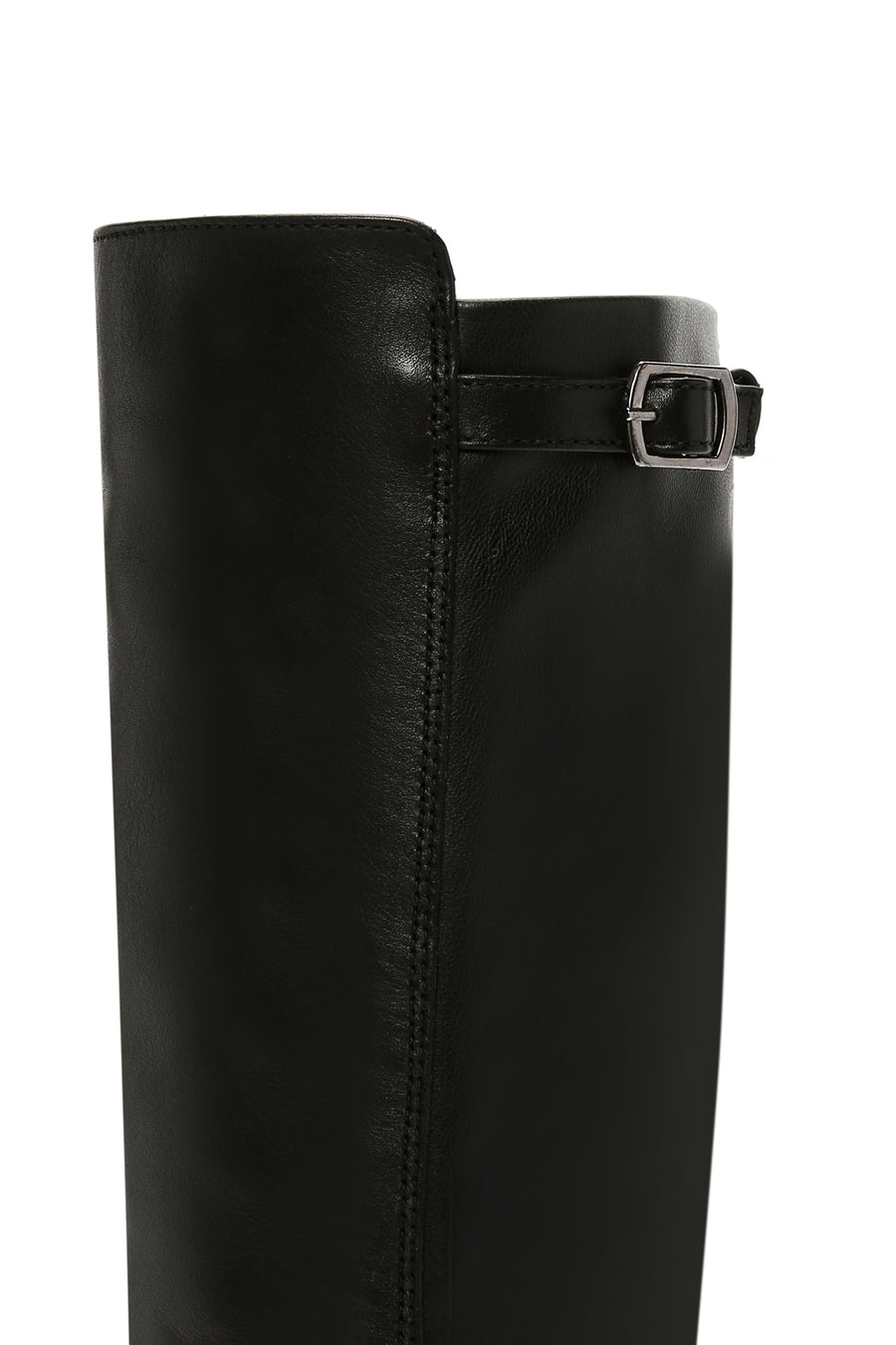 Women's Black Buckle Zippered Leather Boots