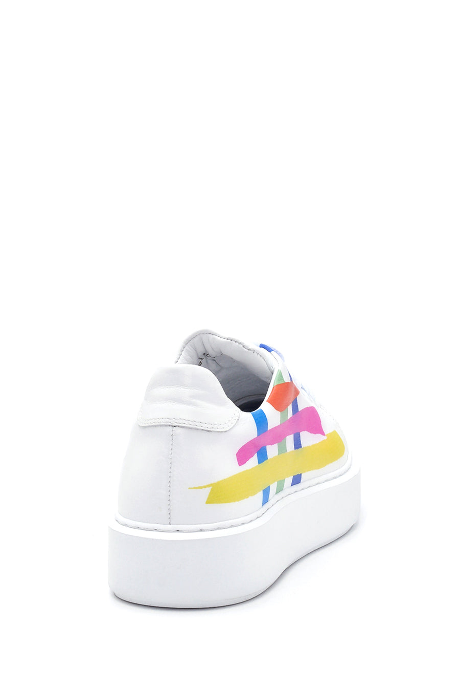 Women's Leather Colored Stripe Sneaker