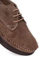 Woman Mink Lace-up Thick-soled Suede Comfort Shoes | Derimod